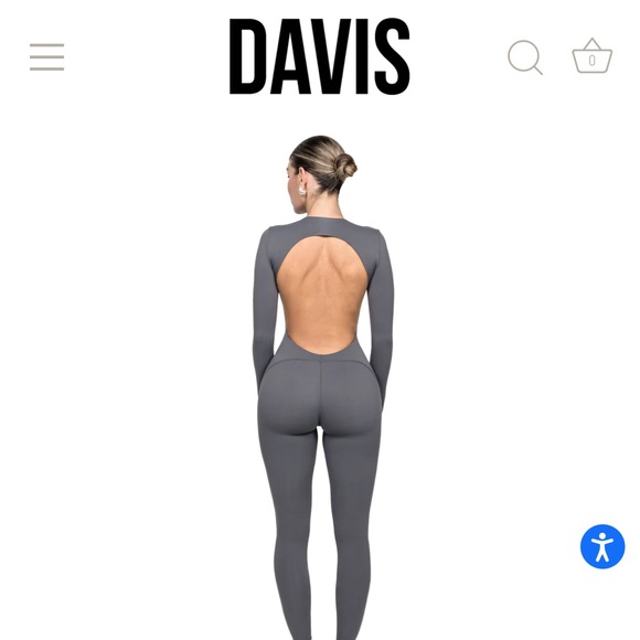 Davis Active - Backless Long Sleeve Jumpsuit Steel - Picture 2 of 3